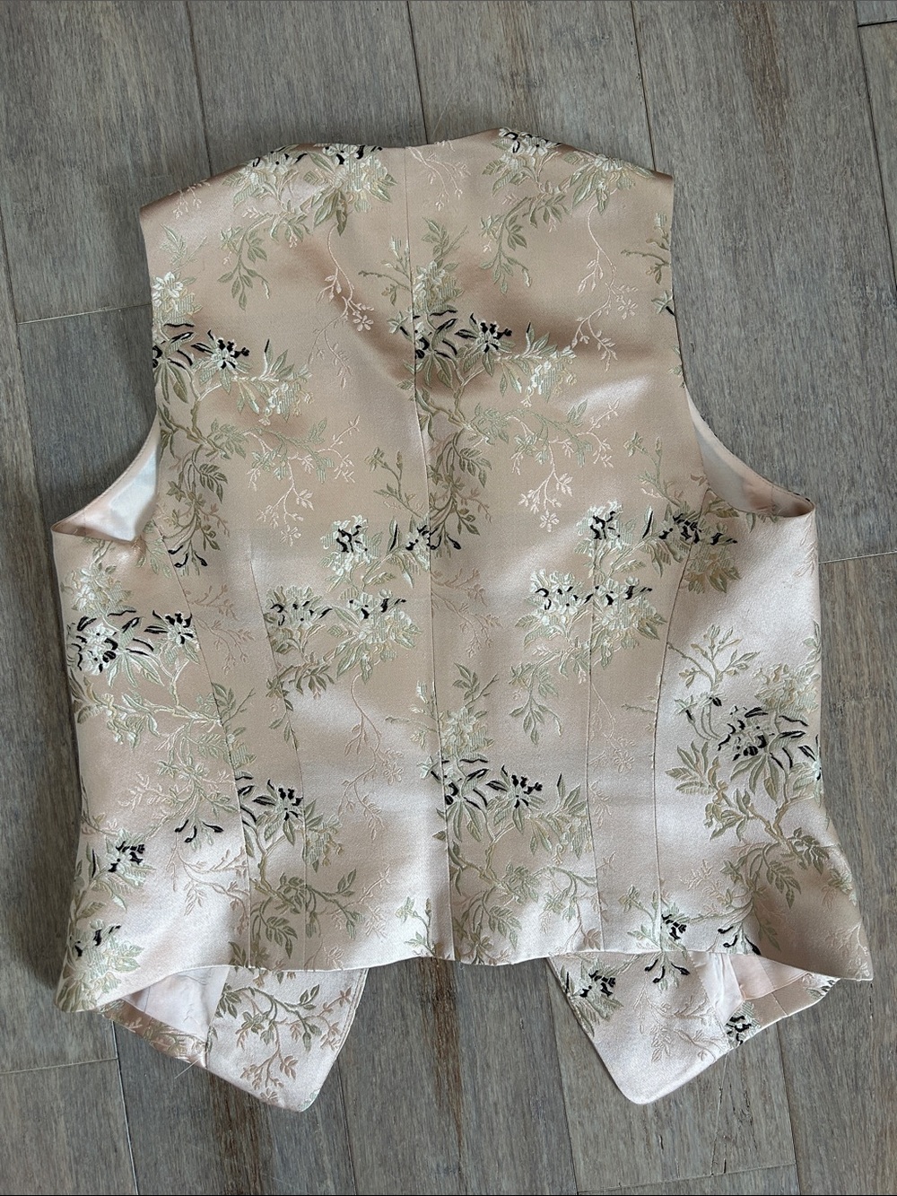 VTG silk Emanuel Embroidered Floral Vest in Blush mandarin asian style brocade - Picture 5 of 14